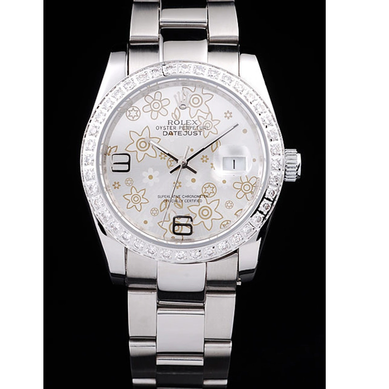 Aaa replica watch Silver Steel Plated Datejust Polished Rolex Flowers Stainless 98081 Dial Diamond 0630
